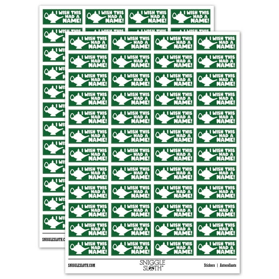 I Wish This Had a Name Genie Lamp Teacher Student School Sticker Set - Dark Green - Gloss Finish - 1.25" Mini