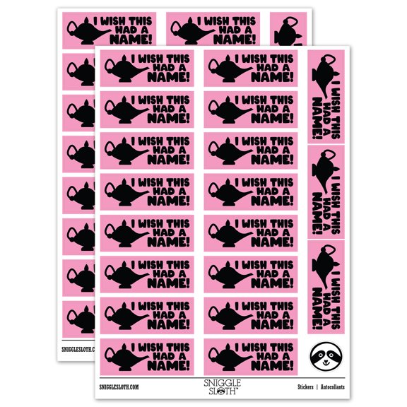 I Wish This Had a Name Genie Lamp Teacher Student School Sticker Set - Light Pink - Gloss Finish - 2.00" Large