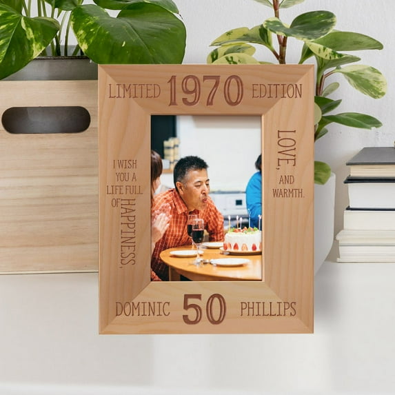 I Wish You A Life Full Of Happiness Personalized Wooden Frame 3 1/2" x 5" Brown (Vertical)
