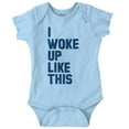 thumbnail image 1 of I Woke Up Like This Sleepy Naptime Romper Boys or Girls Infant Baby Brisco Brands 12M, 1 of 6