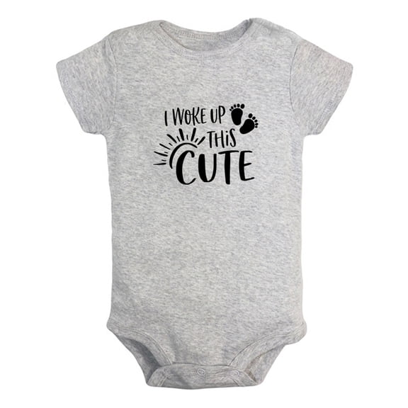 I Woke Up This Cute Funny Rompers For Babies, Newborn Baby Unisex Bodysuits, Infant Jumpsuits, Toddler 0-12 Months Kids One-Piece Oufits (Gray, 0-6 Months)