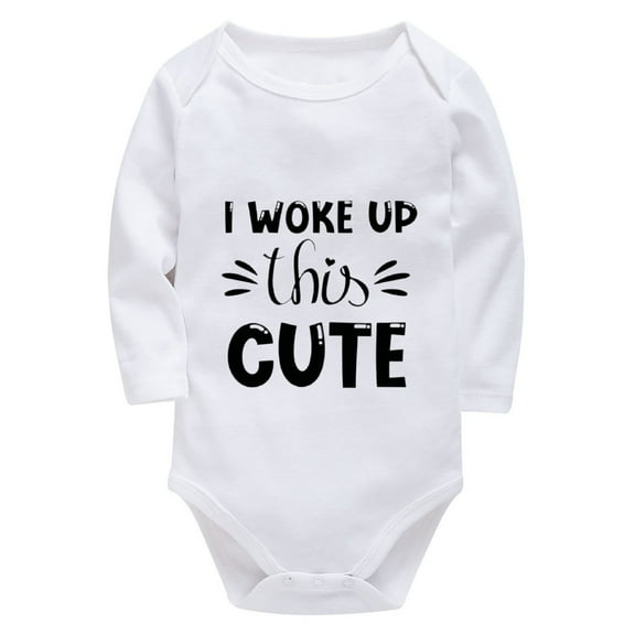 I Woke Up This Cute Newborn Baby Girl Outfits Coming Home Long Sleeve Baby Girl Neutral Romper White Baby Girl Rompers 9-12