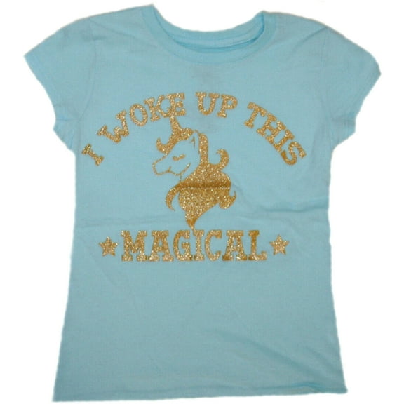 I Woke Up This Magical Glitter Unicorn Big Girl's T-Shirt - Medium (7-8)