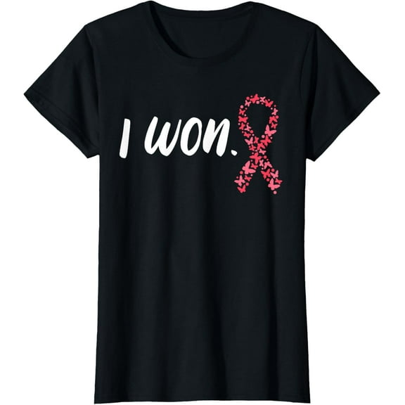 I Won Breast Cancer Awareness Support Pink Ribbon Survivor T-Shirt100%cotton