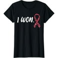 thumbnail image 1 of Womens I Won Breast Cancer Awareness Support Pink Ribbon Survivor T-Shirt, 1 of 4