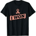 thumbnail image 1 of I Won! Endometrial Cancer survivor. Peach ribbon T-Shirt, 1 of 4
