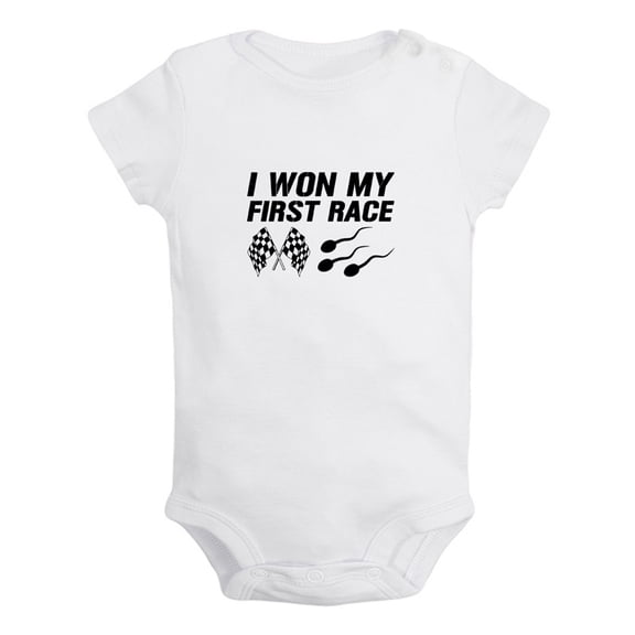 I Won My First Race Funny Rompers For Babies, Newborn Baby Unisex Bodysuits, Infant Jumpsuits, Toddler 0-24 Months Kids One-Piece Oufits