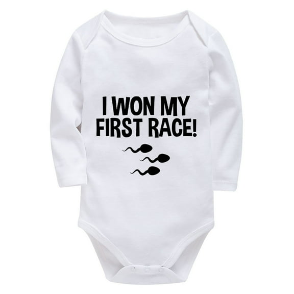 I Won My First Race Summer Romper Baby Long Sleeve Baby Boy Clothes Bodysuits White 18 Month Romper Boy