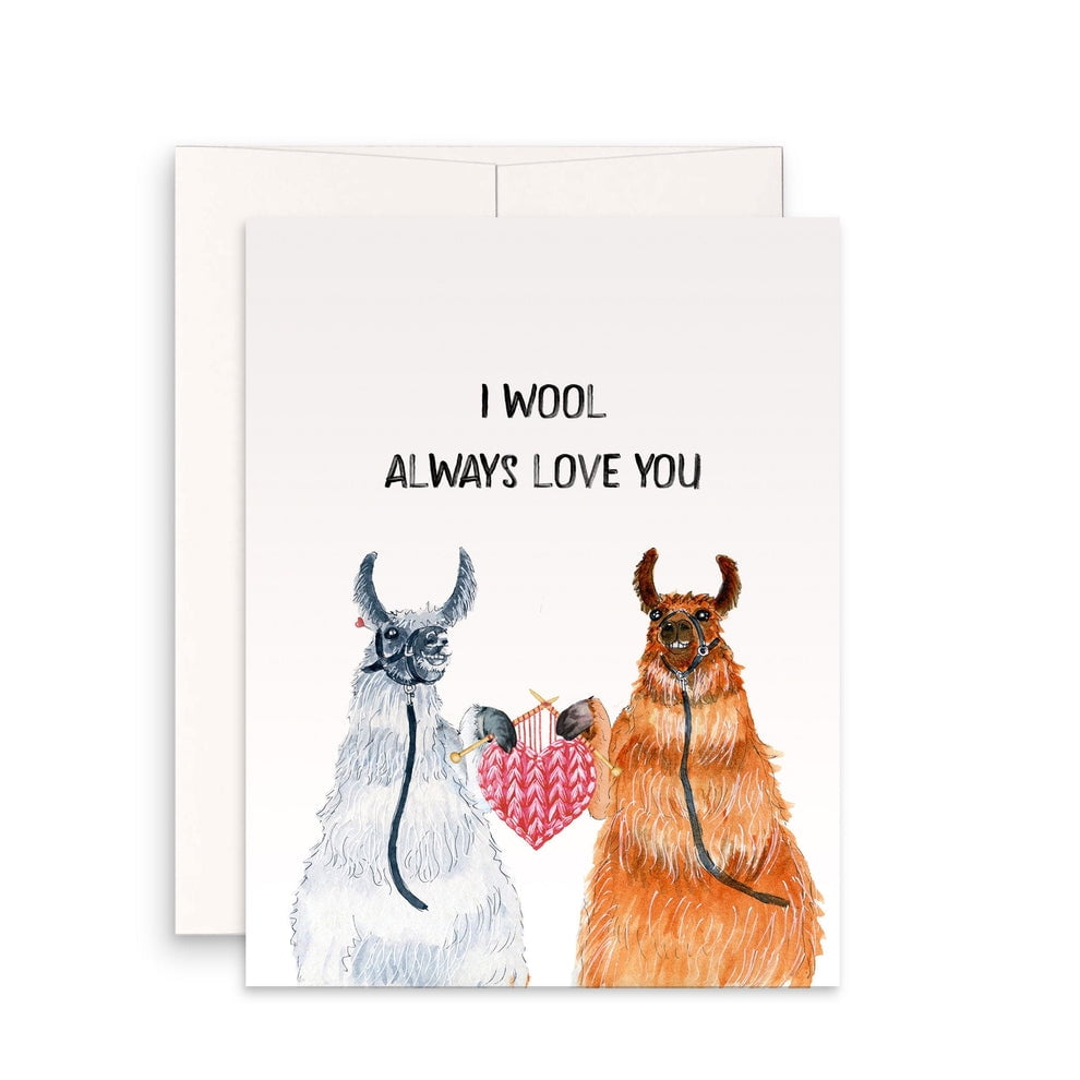 I Wool Always Love You Card Adorable Llama Design with Heart Perfect for Valentine's Day, Anniversaries, or Just Because Blank Inside Envelope Included
