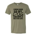 thumbnail image 1 of "I Work Hard So My Dog Can Have A Better Life, Dog Lover Shirt, Unisex Fit, Dog Mom Shirt, Gift For Dog Owner, Stay At Home Dog, Dog Owner T, Heather Olive, MEDIUM", 1 of 1