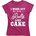 thumbnail image 1 of I Workout Because I Really Like Cake - Hilarious Work out Women's Gift Shirt, 1 of 4