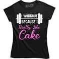 thumbnail image 1 of I Workout Because I Really Like Cake - Hilarious Work out Women's Gift Tee Shirt, 1 of 4