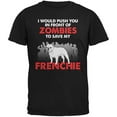 thumbnail image 1 of I Would Push You Zombies Frenchie Black Adult T-Shirt - Small, 1 of 1
