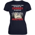 thumbnail image 1 of I Would Push You Zombies Maltese Navy Juniors Soft T-Shirt - X-Large, 1 of 1