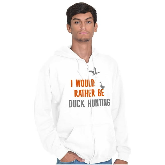 I Would Rather Be Duck Hunting Hunter Unisex Fleece Graphic Zip Up Hoodie Brisco Brands 4X