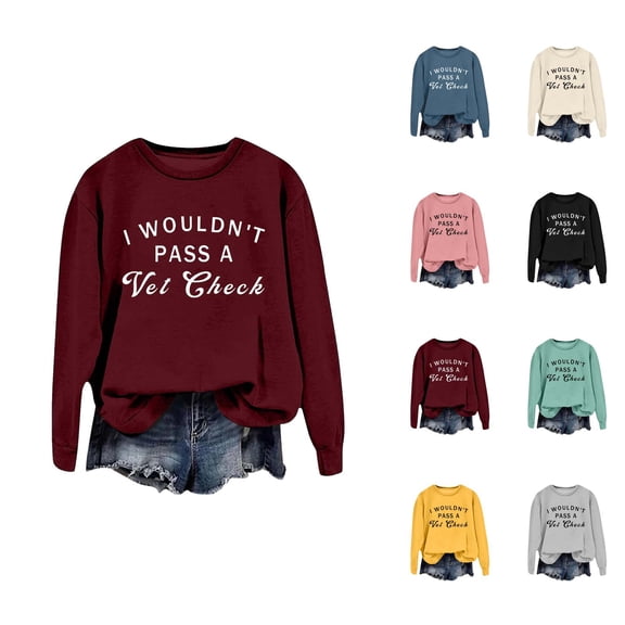 I Wouldn't Pass A Vet Check Sweatshirts for Women 2025 Long Sleeve Crewneck Humor Sarcastic Sweatshirt Pullover Tops