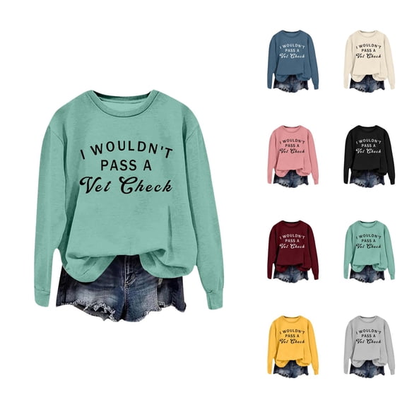 I Wouldn't Pass A Vet Check Sweatshirts for Women 2025 Long Sleeve Crewneck Humor Sarcastic Sweatshirt Pullover Tops