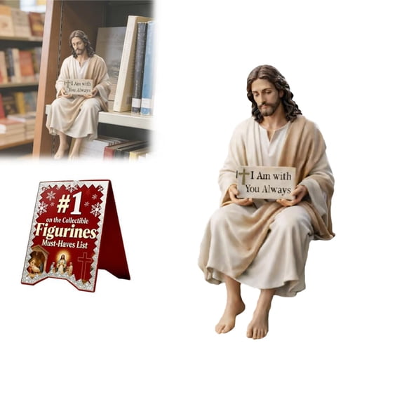 "I Am with You Always" Jesus Resin Car Dashboard Companion Figurine, Handmade Sitting Religious Decorative, Home Desk Office Table Decor Religious Gift (1pcs,Small)