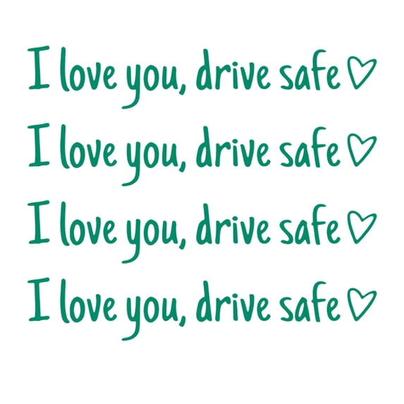 "I You Drive Safe" English Heart-shaped Rearview Mirror Sticker - Adorable Heart Design for Car Decor, Reminds of Safe Driving, Easy to Apply & Remove, for Car Use, Cute Car Accent, Green, 4pcs