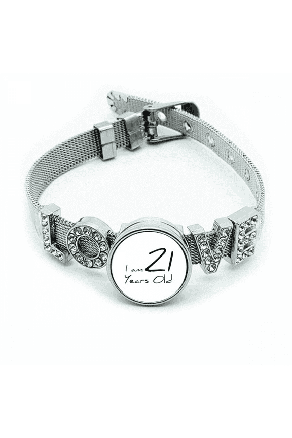 I am 21 years old Age Young Bracelet Wristband Crystal Love Adjustable Bangle