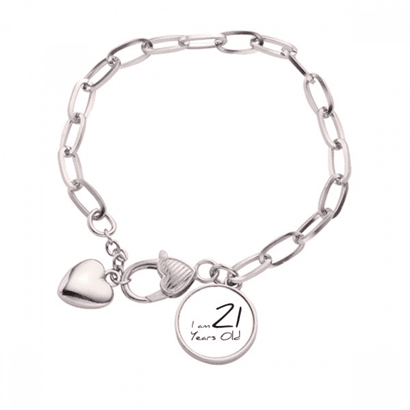 I am 21 years old Age Young Heart Chain Bracelet Jewelry Charm Fashion