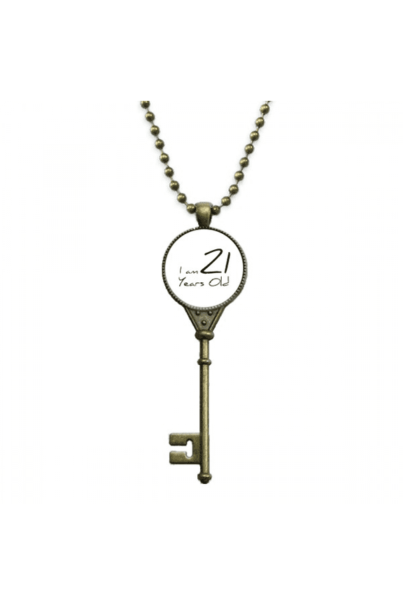 I am 21 years old Age Young Key Necklace Pendant Tray Embellished Chain