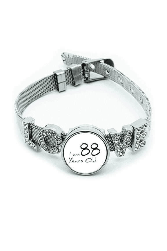I am 88 years old Age Elderly Bracelet Wristband Crystal Love Adjustable Bangle
