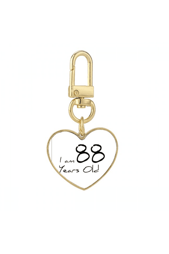 I am 88 years old Age Elderly Gold Heart Keychain Metal Keyring Holder