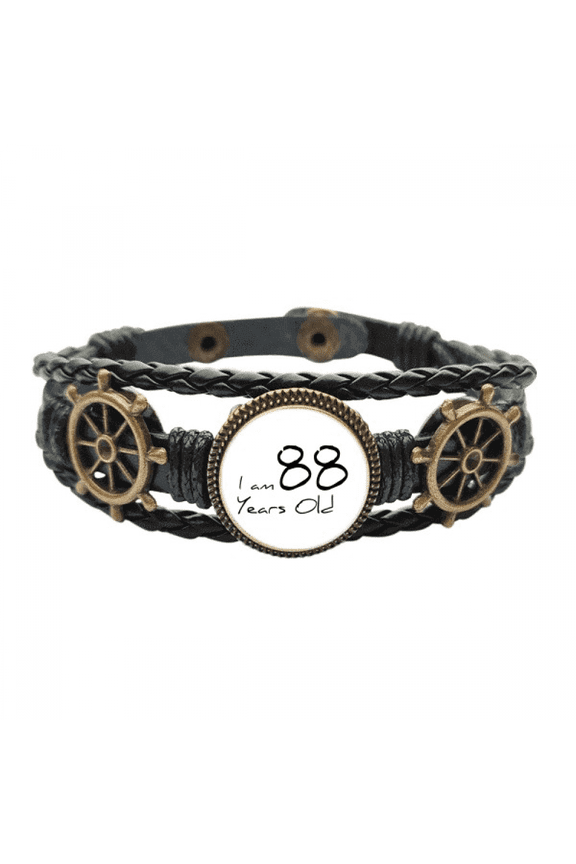 I am 88 years old Age Elderly Leather Braided Ocean Bracelet Wristband