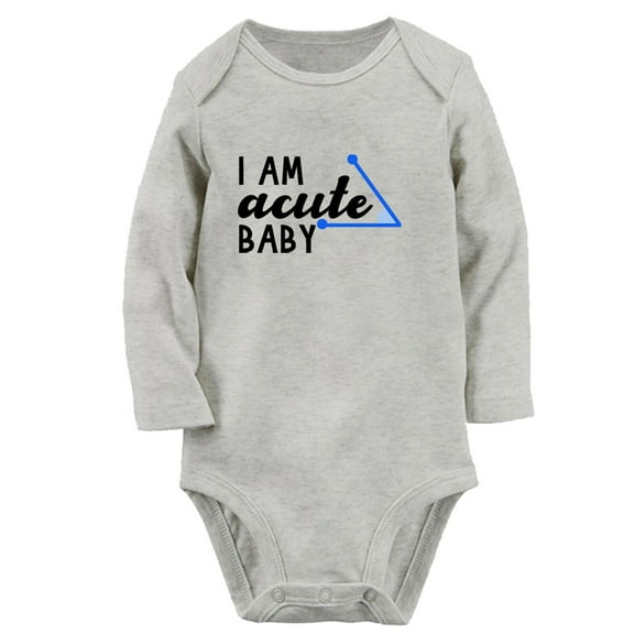 I am Acute Baby Funny Rompers, Newborn Baby Unisex Bodysuits, Infant Jumpsuits, Toddler 0-12 Months Kids Long Sleeves Oufits (Gray, 0-6 Months)