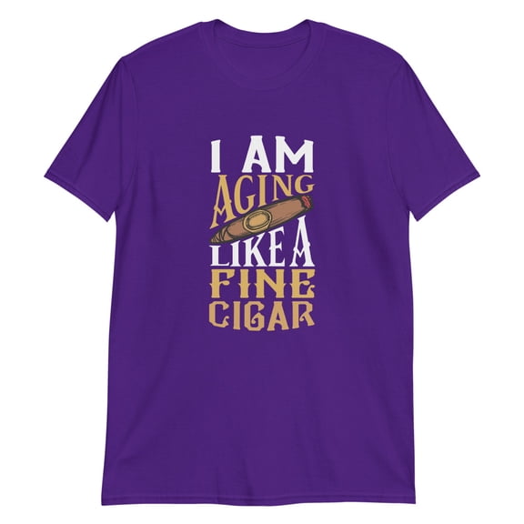 I am Aging Like a Fine Cigar Unisex Basic Softstyle T-Shirt | (Purple, L)