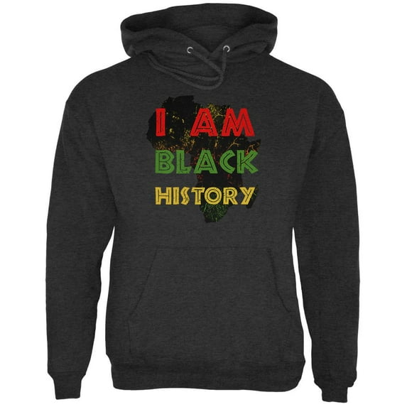 I am Black History Africa Distressed Mens Hoodie Charcoal Heather MD