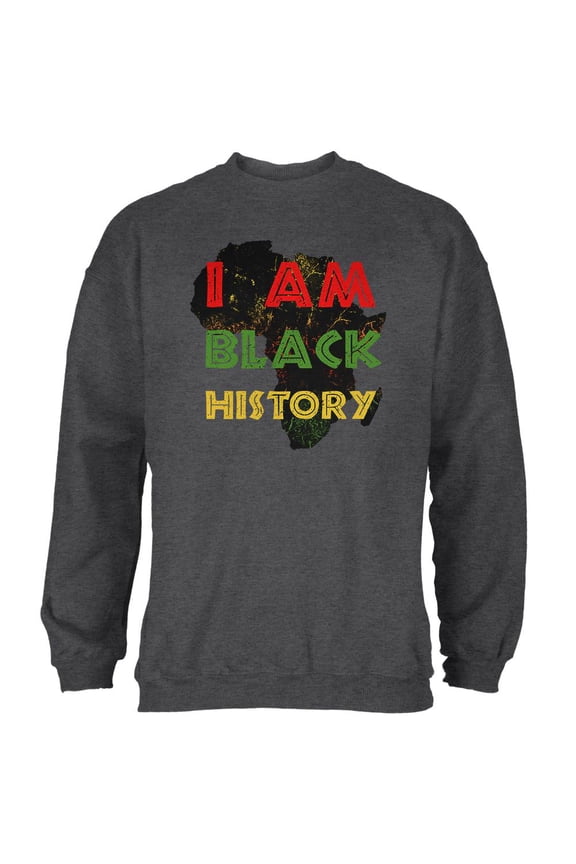 I am Black History Africa Distressed Mens Sweatshirt Deep Heather 2XL