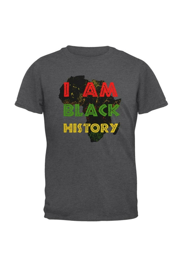 I am Black History Africa Distressed Mens T Shirt Dark Heather 2XL