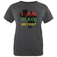 thumbnail image 1 of I am Black History Africa Distressed Womens Soft Heather T Shirt Deep Heather MD, 1 of 1
