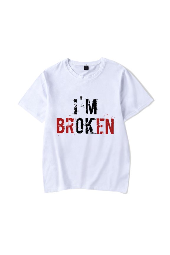 I am Broken Couple Text Valentine's Day Gift Top T-shirt Unisex Casual New Fashion Summer Short-Sleeved T-shirt