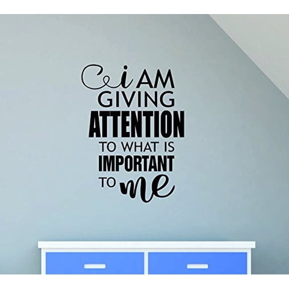 I am Giving Attention Affirmation Quotes Vinyl Wall Decals Lettering, Black, 23x17-Inch