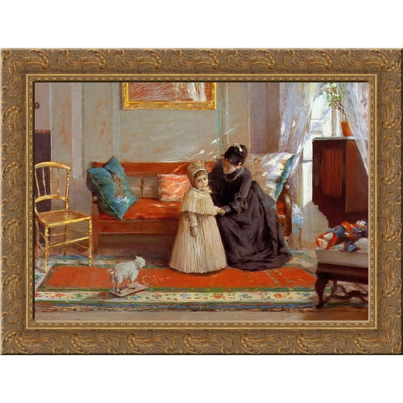 I am Going to See Grandma (aka Mrs. Chase and Child) 24x18 Gold Ornate Wood Framed Canvas Art by William Merritt Chase