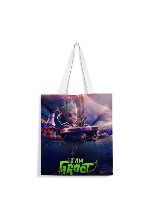I am Groot-theme canvas Tote Bag for Women Aesthetic Shopping Grocery Reusable Bags with Inner Zipper Women Gift 13.8 x 15.8 inches35x40cm