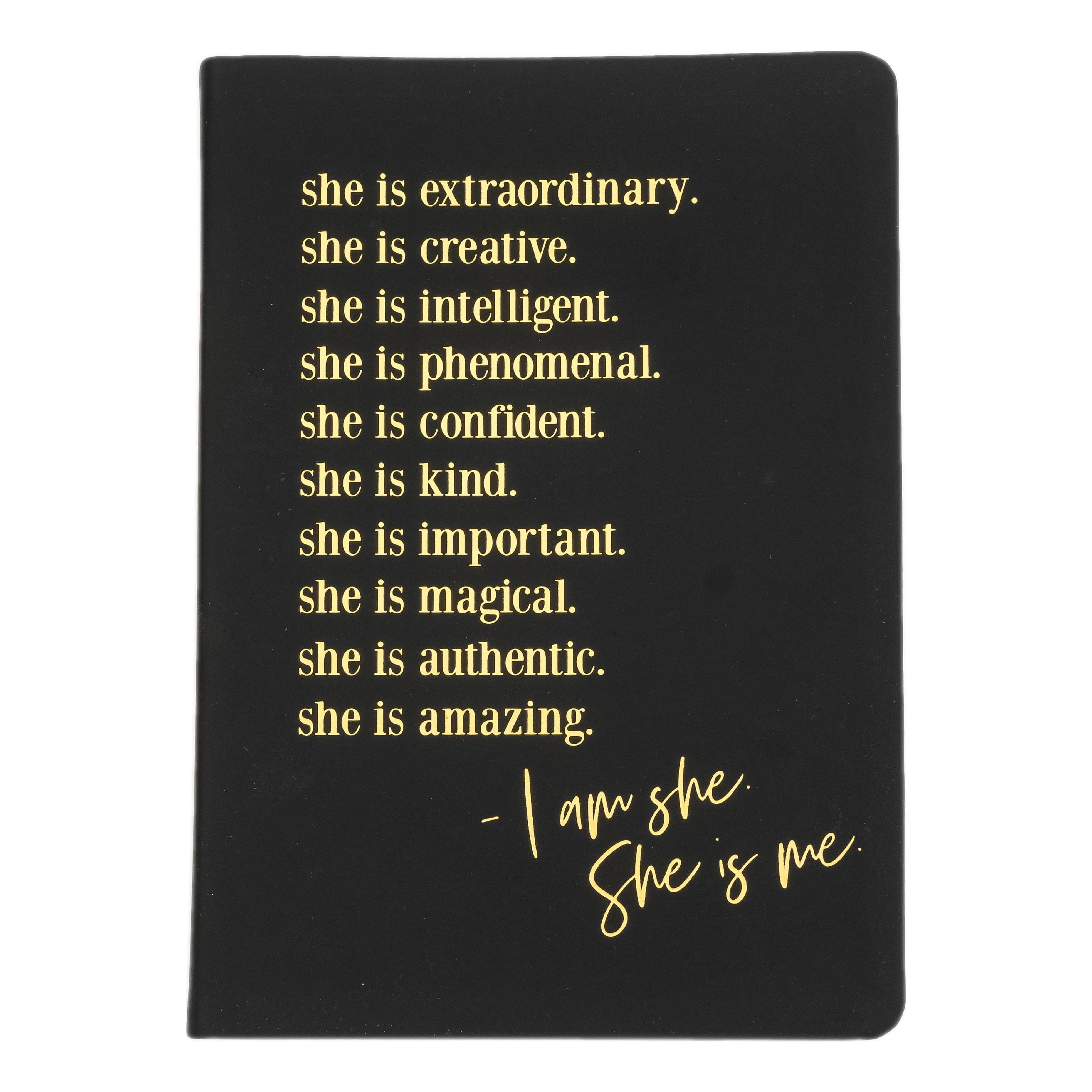 Eccolo I am She Lockable Journal, Black, 6in x 8in, 256 Pages 