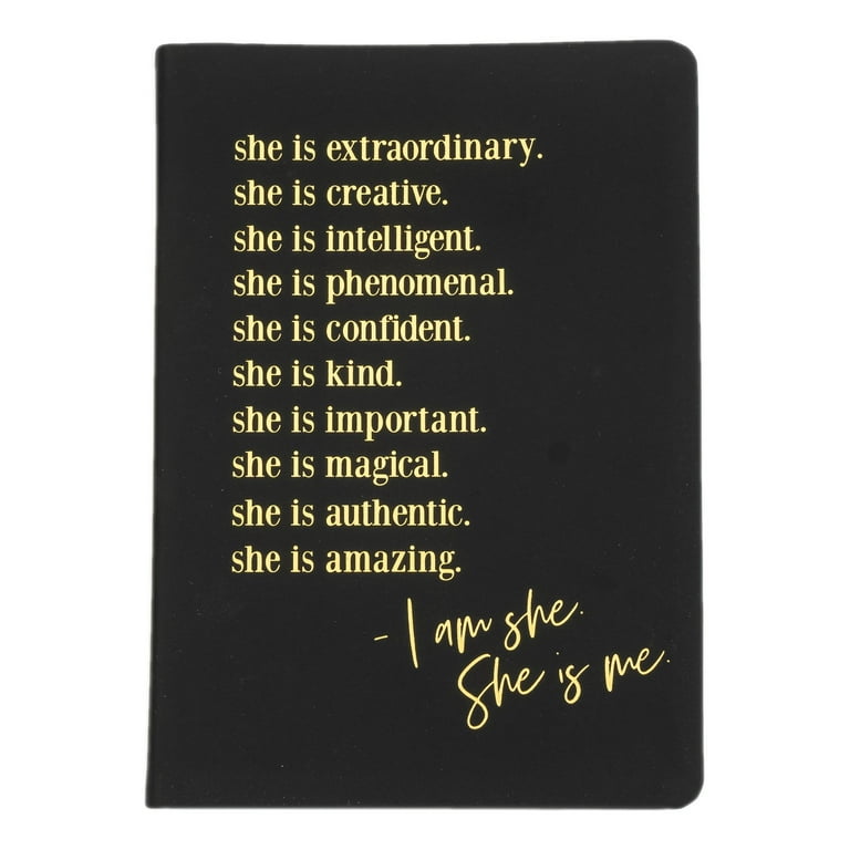 Eccolo I am She Lockable Journal, Black, 6in x 8in, 256 Pages 