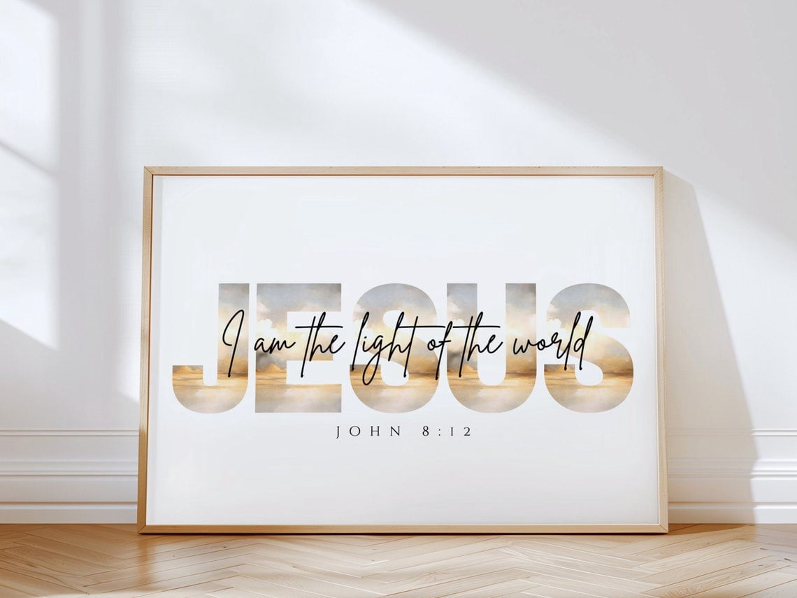 I am The Light of The World Wall Art Jesus John 8 12 Christian Art ...