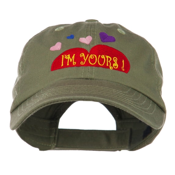 I am Yours Heart Embroidered Cap - Olive OSFM