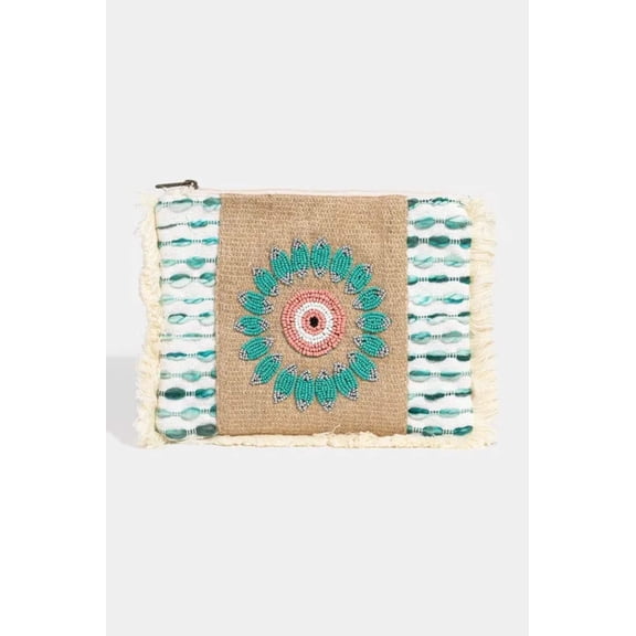 I am a Fashion Junky Fame Evil Eye Fringe Cosmetic Bag - One Size