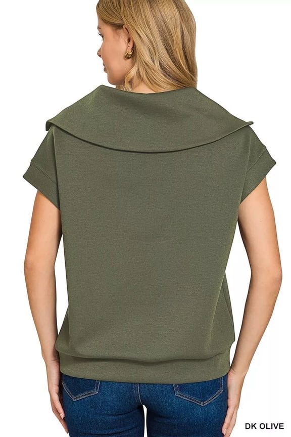 Scuba Half Zip Top - DK OLIVE - L