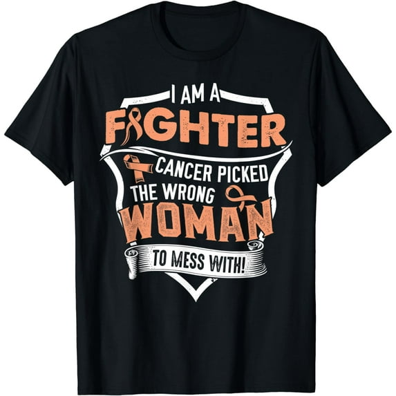 I am a Fighter- Endometrial Cancer Awareness Support Ribbon T-Shirt