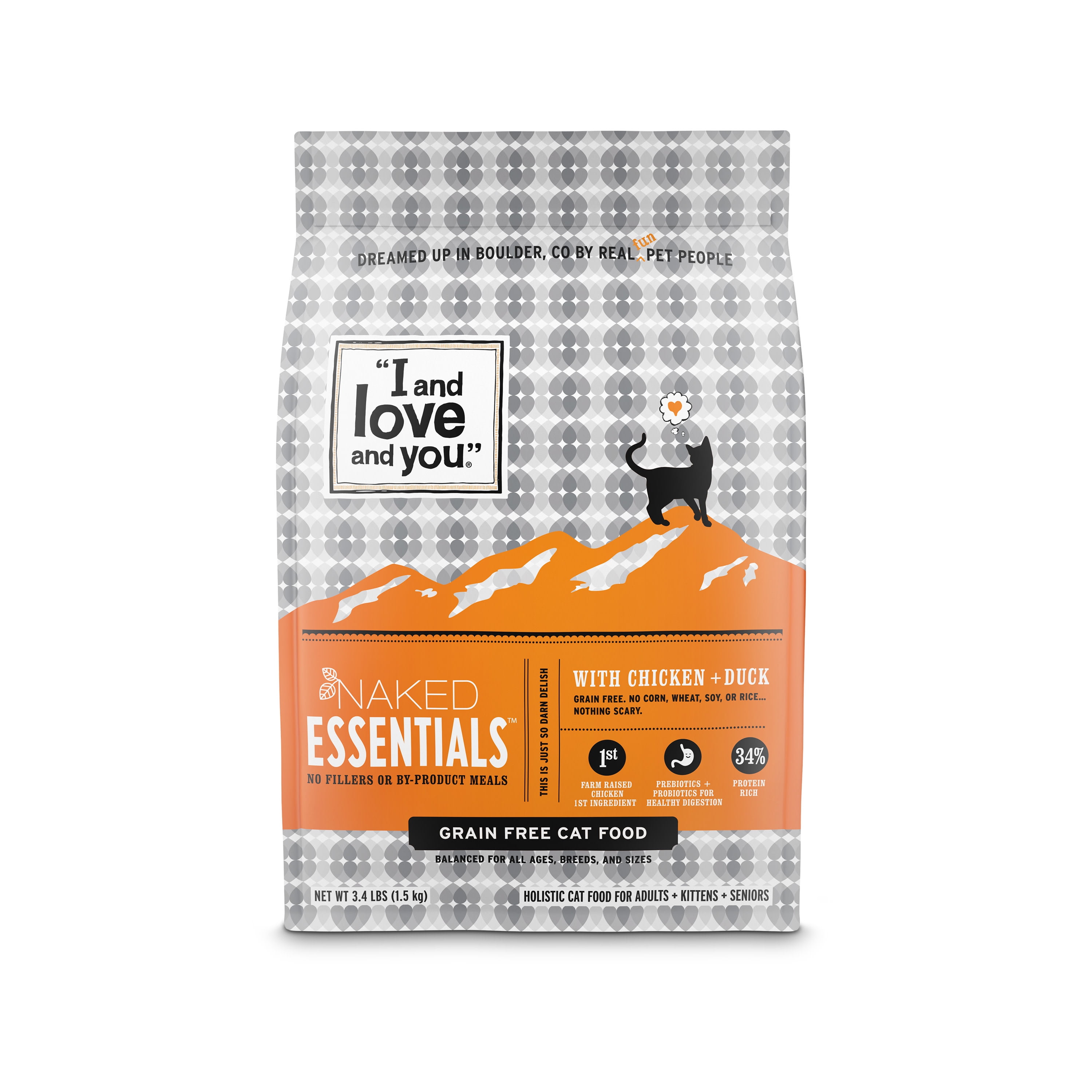 Naked Essentials Grain-Free Chicken & Duck Dry Cat Food, 3.4 LB Bag