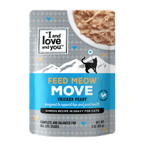 "I and love and you" Feed Meow Move Chicken Feast 3oz pouch