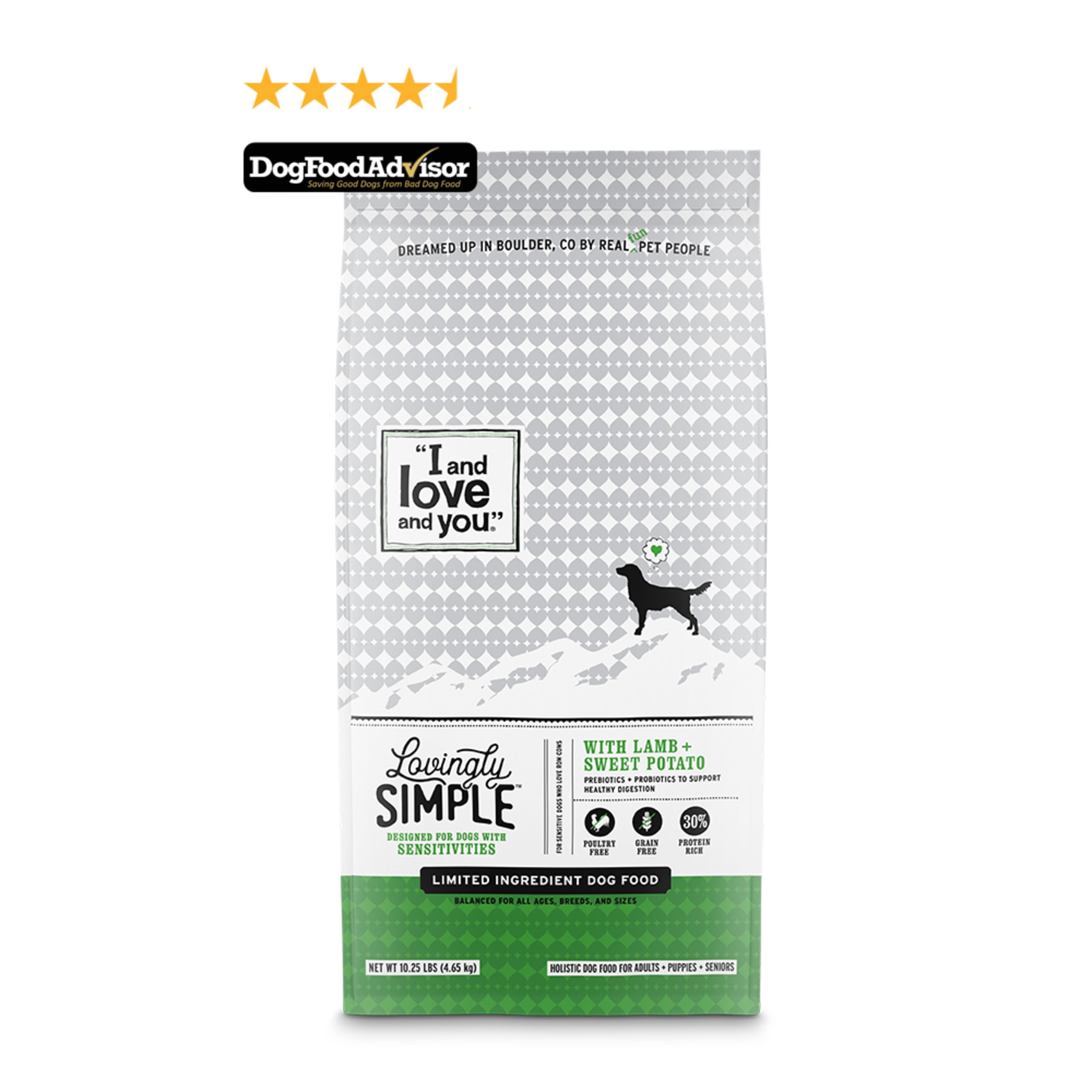 "I and love and you" Lovingly Simple Dry Dog Food, Limited Ingredient