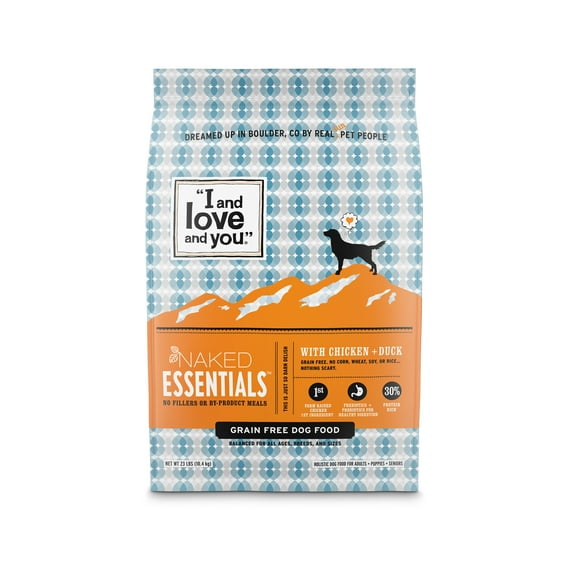 "I and love and you" Naked Essentials Dry Dog Food, Grain-Free Chicken & Duck, 23 lb